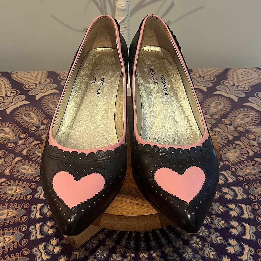 Irregular Choice | Black & Pink Heart Women's Shoes | EU 38/US 7